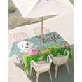 thumbnail image 3 of 60x102 Inch Outdoor Tablecloth with Umbrella Hole Zipper Rectangle Easter Rabbits Rectangular Tablecloths Outside Waterproof Watercolor Eggs Cute Bunny Grass Flowers Blue Patio Table Cover for Picnic, 3 of 8