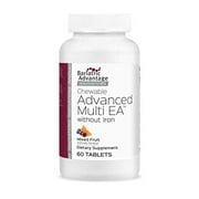 Bariatric Advantage Chewable Advanced Multi EA Without Iron, High Potency Daily Multivitamin for Bariatric Surgery Patients Including Gastric Bypass, Sleeve Gastrectomy, DS - Mixed Fruit, 60 Count