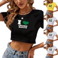 thumbnail image 6 of Womens Crop Top Casual Letter Print Short Sleeve Neck T-shirt T shirt Top Holiday Shirt Goings Out Top, 6 of 8