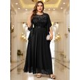 thumbnail image 4 of Miusol Women's Plus Size Elegant Butterfly Sleeve Chiffon Sequin Lace Bodice Evening Party Long Dress, 4 of 9