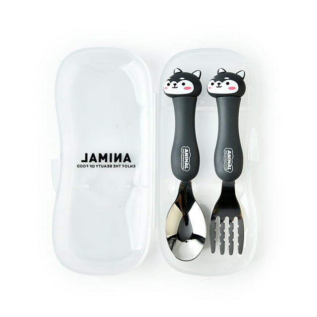 Amdohai 2Pcs Kids Travel Carry Set Children Portable Tableware Toddler Utensils