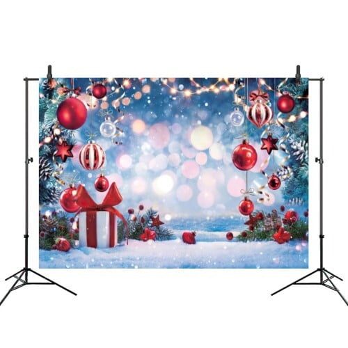 Christmas Backdrop Winter Dream Wonderland Photo Banner, Xmas Tree Snowflake Gift Red Star Ball Backdrops for Photography, Christmas Party Backdrop Photoshoot 56x79 in