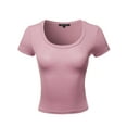 thumbnail image 1 of Women's Basic Short Sleeve Scoop Neck Crop Top, 1 of 1