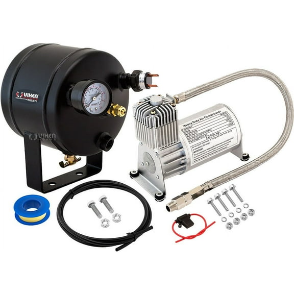 Vixen Horns 0.5 Gallon (2 Liter) Train/Air Horn Tank with 150 PSI Compressor Onboard System/Kit 12V VXO8705