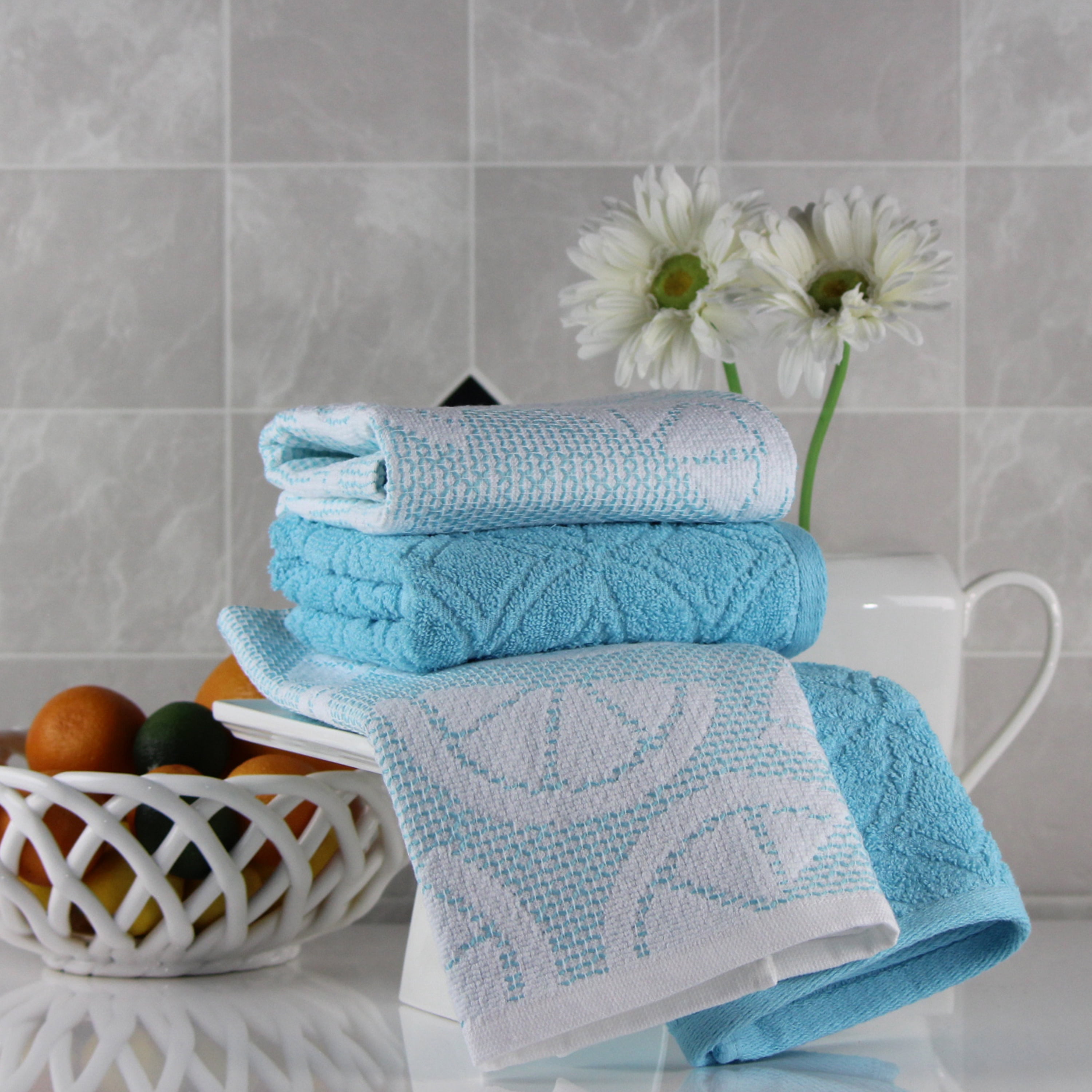 Freshee with Intellifresh Technology, 4 Pack, Kitchen Towel Set, Aqua