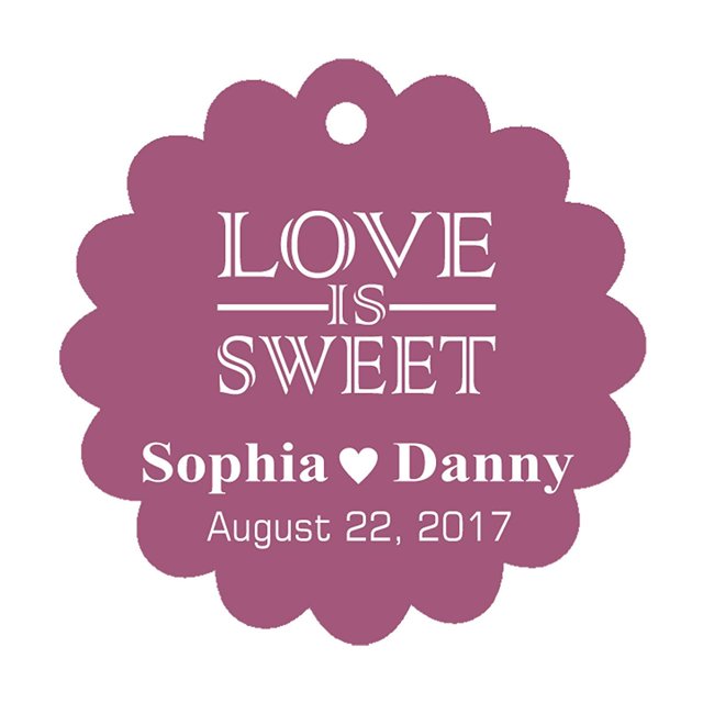 100 PCS Love is Sweet Custom Made Scallop Edge Rong Hang Tags Personalized Wedding Party Favor Gift Tags