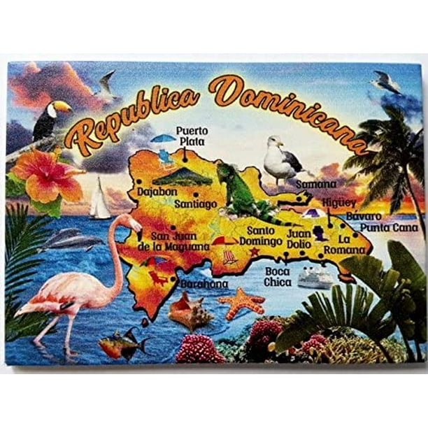 Dominican Republic Map Caribbean Fridge Collector’s Souvenir Magnet 3.5