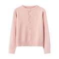 thumbnail image 4 of Lixiuxyad Light Knit Cardigans for Women Solid Color Round Neck Pearl Buckle Knitted Cardigan Women's And Versatile Top Long Sleeve Women's Spring And Autumn, 4 of 4
