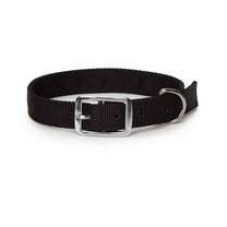 Classic Black Dog Collars Double Thick Nylon Strong Metal Buckle Heavy Duty (13 to 16 Inch)