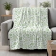 thumbnail image 2 of Green Flowers Blanket Soft Cozy Warm Throw Blanket for Couch, Plush Fuzzy Flannel Fleece Blankets for Sofa, Pastoral Farmhouse Botanical Floral Bed Blankets Lightweight Gifts for Women, 50"x60", 2 of 9