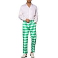 thumbnail image 2 of INSPIRE CHIC Argyle Printed Pants for Men's Regular Fit Flat Front Dress Trousers 28 Green White, 2 of 6