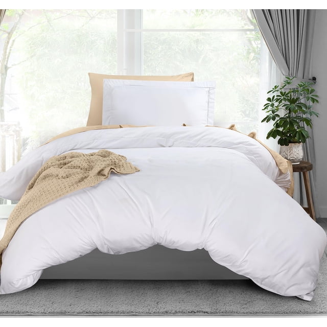 Juego de funda de edredón Utopia Bedding, tamaño doble, 2 piezas, color blanco