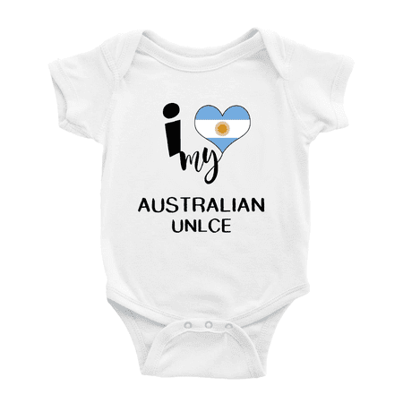 

I Heart My Australian Unlce Australia Love Flag Baby Bodysuit (White 6-12 Months)