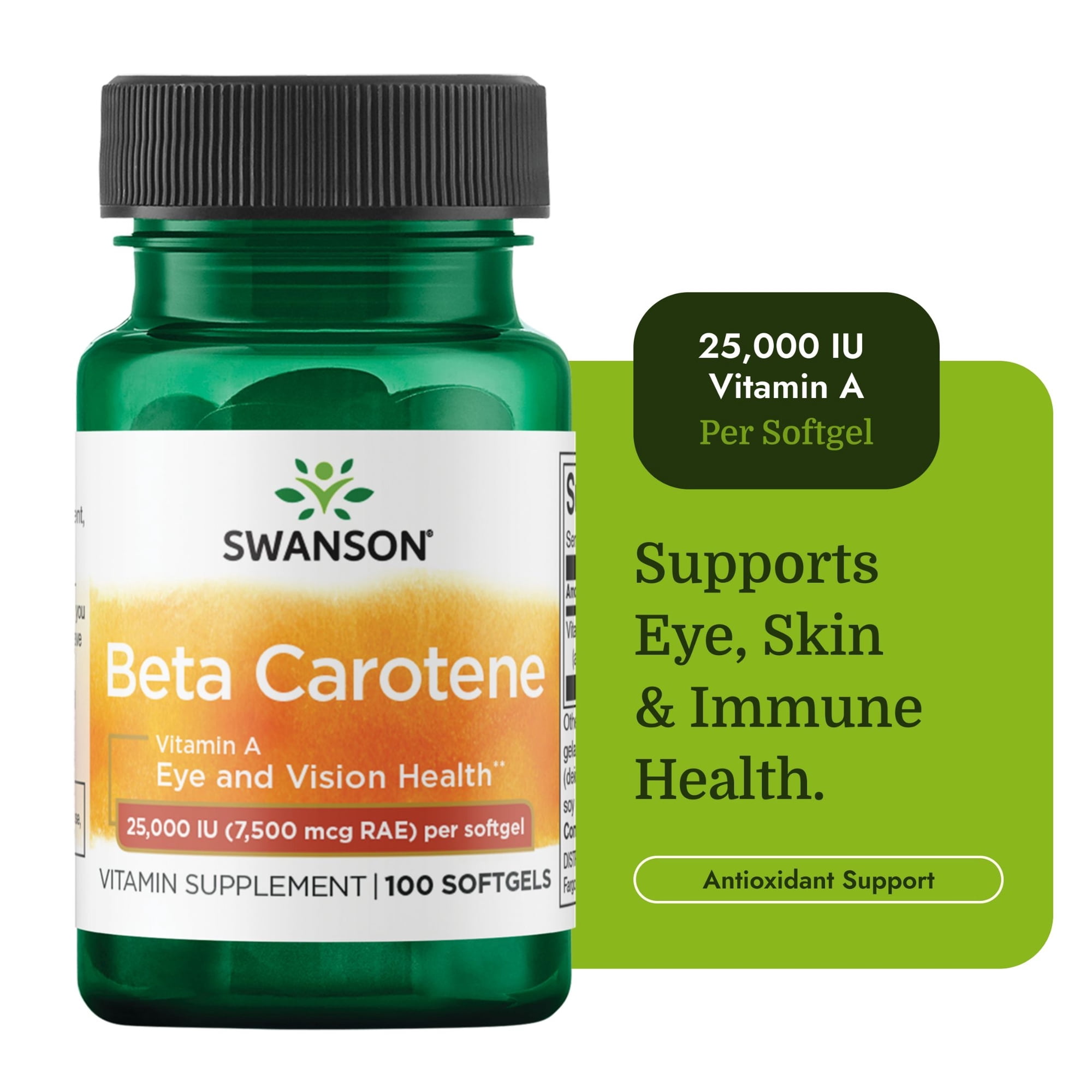Swanson Beta-Carotene (Vitamin A) 25000 Iu (7500 mcg) 100 Sgels