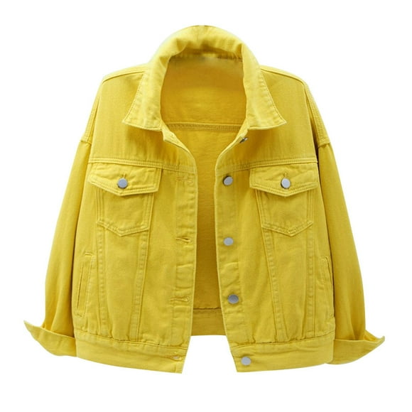 jsaierl Women Spring And Autumn Coats Warm Solid Long Sleeve Denim Jacket Outerwear