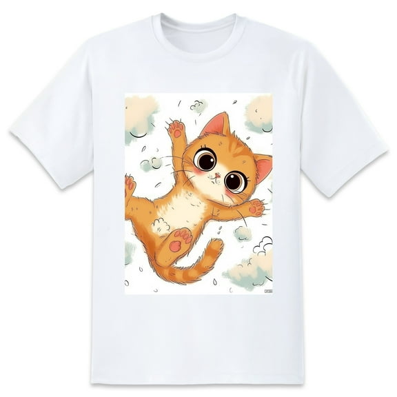 Basic Oversize Tees For WomenCat Loose Boyfriend Shirts Casual Blouse round neck