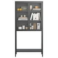 thumbnail image 5 of Black Metal Storage Cabinet 59"H, Heavy-Duty Sideboard with Glass Doors, Adjustable Shelves, Modern Style for Home Office, Living Room, 5 of 15