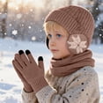thumbnail image 6 of CPNG Kid Knitted Hat Girls Boys Earflap Beanie and Touchscreen Gloves Thermal Fleece Lined Stretchy Windproof Warm Winter Hat for Outdoor Sports, 6 of 7