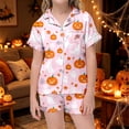 thumbnail image 2 of SJLDQY Halloween Girls Pajama Sets Button Down Short Sleeve Shirts Shorts 2 Piece Hallowmas Pjs Sets Casual Sleepwear Comfy Loungewear Sets for Kids, 2 of 6