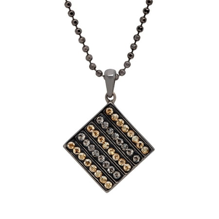 Luminesse Tile Pendant Necklace with Golden Shadow & Satin Swarovski Crystals in Sterling Silver