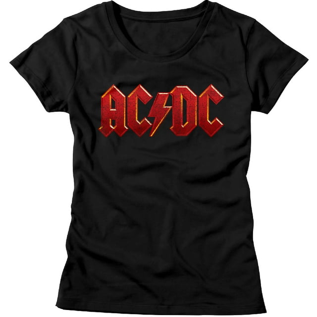 AC/DC Hard Rock Band Music Group Red Distressed Logo Womens T-Shirt Tee