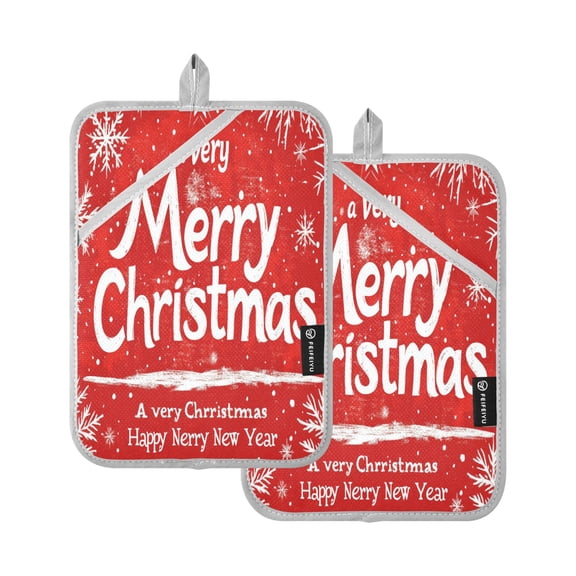 BZSMCE Pot Holder Oven Mitts Cooking baking Design Blessing and Snowflake Creative Pattern Size:7x9.8in