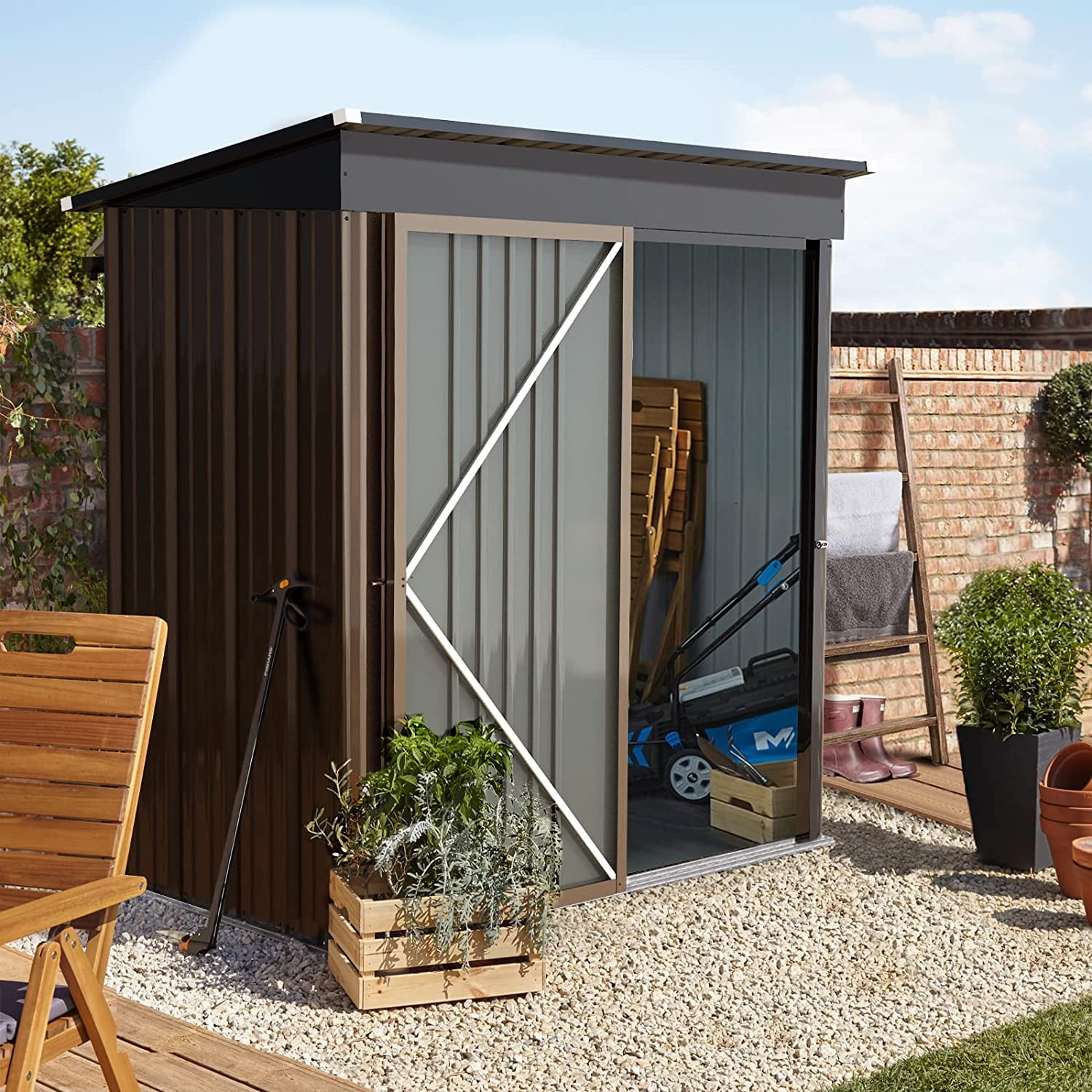 Buy Vitesse Outdoor 5 x 3 Storage Metal Shed, Steel Garden Shed with