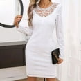 thumbnail image 4 of Blczomt White Dresses for Women Party Lace Long Sleeve Bodycon Solid Color Mini Elegant Dress, 4 of 7