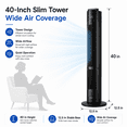 thumbnail image 3 of 40 inches Tower Fan,Ultra Quiet Fans for Home,6 Hyper Speeds and 3 Modes, 15H Timer,with Remote, LED Display, 3 of 7