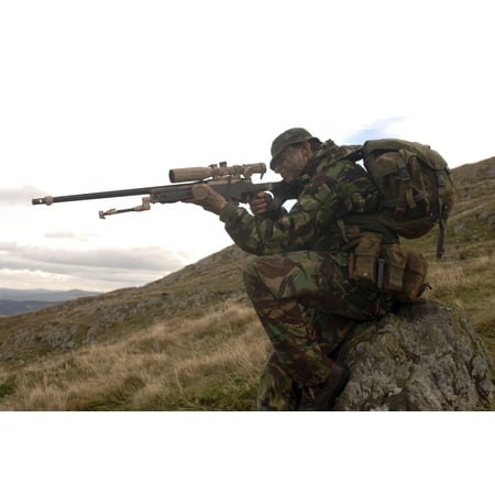A British soldier armed with a sniper rifle Canvas Art - Andrew ChittockStocktrek Images (34 x