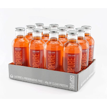 Isopure Zero Carb Protein Drink, Mango Peach, 40g Protein, 12 Ct