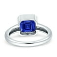 thumbnail image 3 of Bezel Set 7mmX7mm Asscher Women Engagement Ring Simulated Blue Sapphire 925 Sterling Silver, 3 of 5