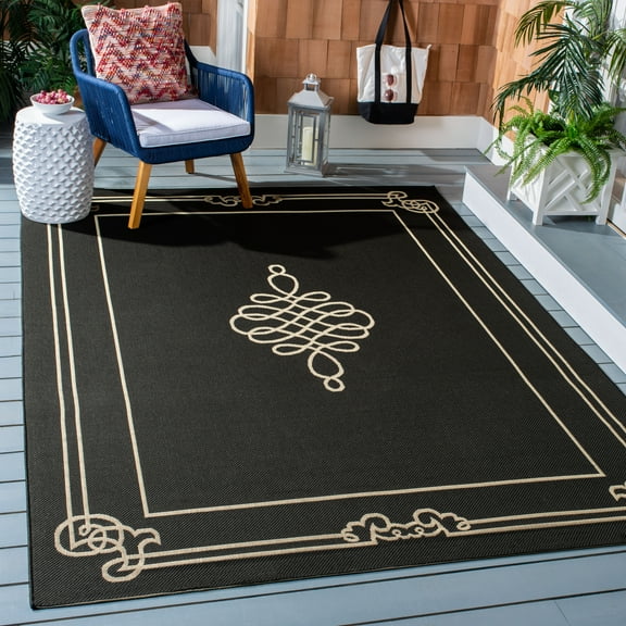 Safavieh Courtyard Andy Medallion Indoor/Outdoor Area Rug, Black/Creme, 2'7" x 5'