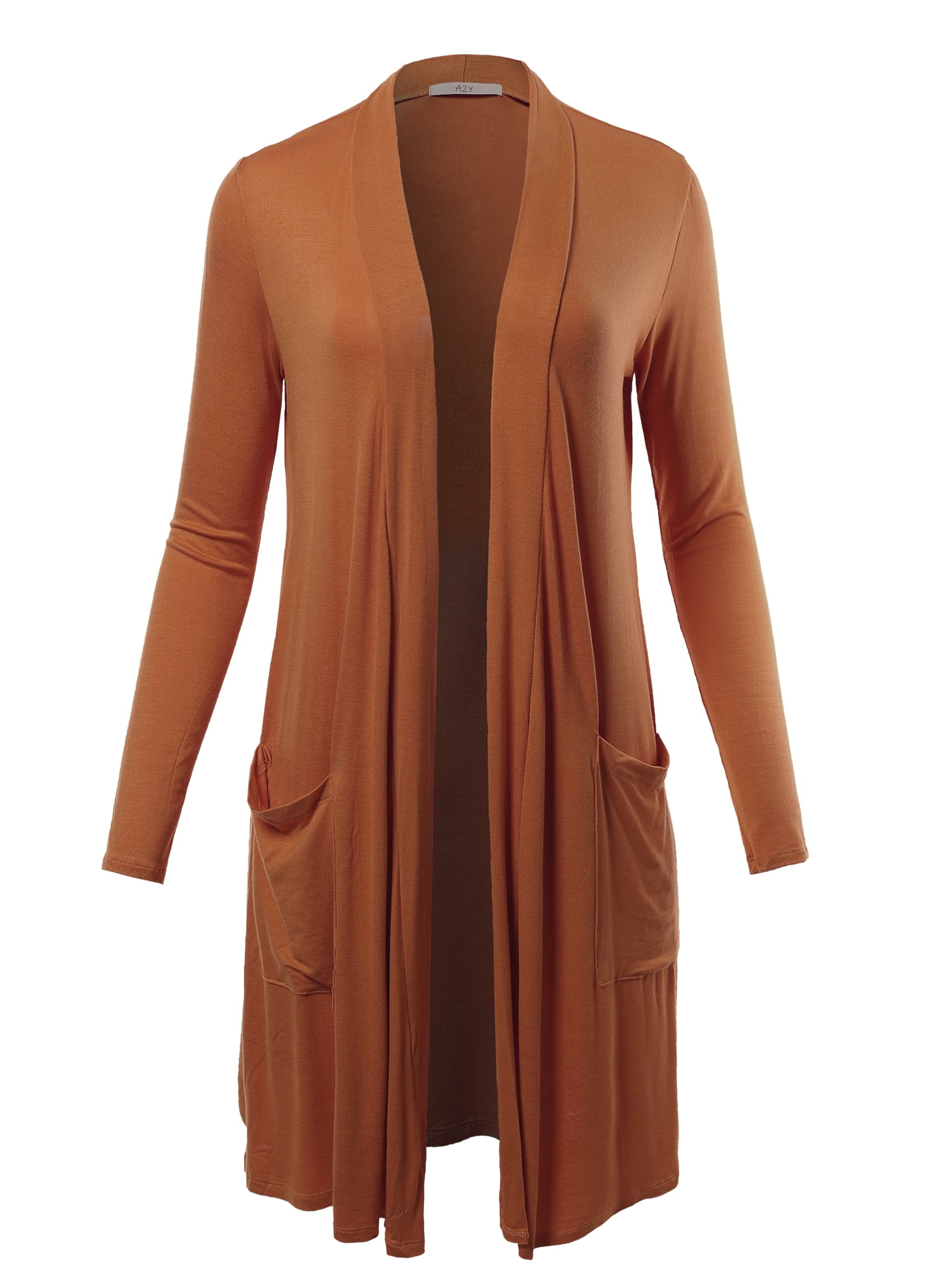 A2Y Women's Lightweight Open Front Pocket Long Length Long Sleeve Rayon