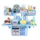 thumbnail image 1 of Nehlobo Nuevo juego de juguetes de cocina para casa de juegos para niños para niños y niñas que cocinan con luz y sonido, mesa de comedor pequeña, mesa de comedor azul, juego de 29 piezas, agua con, 1 of 6