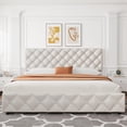thumbnail image 2 of Memoryfield Upholstered Full Bed Frame with 4 Storage Drawers, Adjustable Headboard Platform Bed, Wooden Slats, No Box Spring Needed, White, 2 of 9
