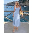 thumbnail image 5 of Merokeety Womens Summer Dresses Pleated Square Neck Cocktail Work Midi Dress Blue m, 5 of 9