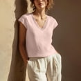 thumbnail image 5 of Helii Pink Tank Tops for Women Women's Cotton Linen V Neck Lace Trim Cap Sleeve Casual Summer Vacation Blouse Top, 5 of 8