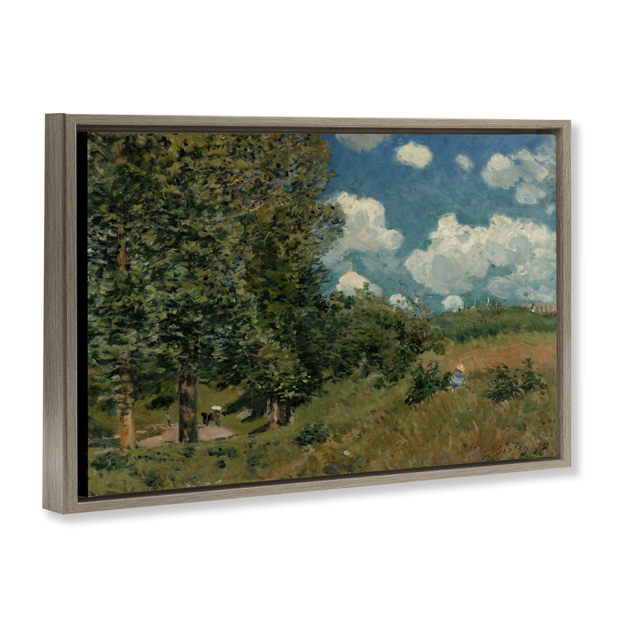 Stupell Industries Classic Cloudy Landscape Landscape & Nature Painting Brown Floater Framed Canvas Art Print Wall Art, 31 x 21