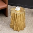 thumbnail image 3 of GZXS Modern Tree-Trunk Shaped Accent Stool - Antique Gold Distressed Decorative Side Table, Magnesium Finish, No Assembly, 13.5"L x 13"W x 20"H, 3 of 7