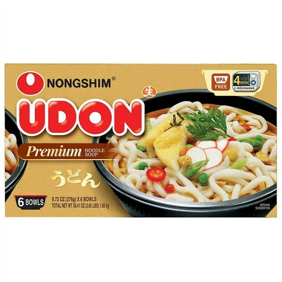 Nongshim Udon Noodle Soup Bowl, 9.73 oz, 6-count