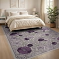 thumbnail image 3 of ODIKA 8'x10' Washable Area Rug Purple Deep Bug Eggplant Boho Featuring Delicate Florals Poppy for King Size Bedroom Under Bed, Master Suite, Non-Shedding, Easy Care, 3 of 7