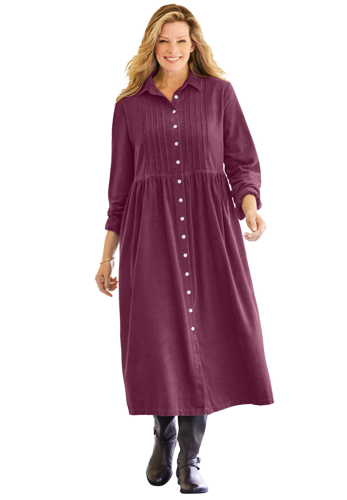 corduroy button front dress