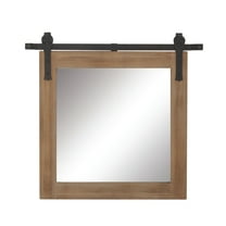 DecMode Industrial Brown Square Shaped Wall Mirror with Natural Wood Grain Pattern, 31"W x 31"H