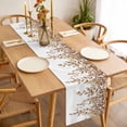 thumbnail image 3 of Eucalyptus Leaves Table Runner 72 Inches Long Farmhouse Dress Scarves, Brown Summer Botanical Weeping Dining Tablerunner for Coffee Table/Kitchen Island/Party Décor, 13" x 72", 3 of 8