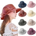 thumbnail image 3 of FUZHIQ Women's Elegant Floral Lace Wide Brim Sun Hat, Foldable UV Protection Beach Hat with Organza Bow, Lightweight Packable Summer Hat for Vacation Wedding Party,One Size, 3 of 4