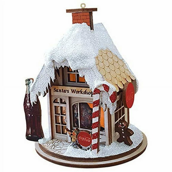 Ginger Cottages Santa's Workshop Cottage Wood Ornament Coca Cola 84002