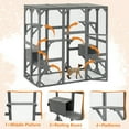 thumbnail image 3 of imerelez Outdoor Cat House Wooden Catio Enclosure w/Cover- Large Cat Cage with Jump Platforms and Condos, Weatherproof, Grey, 71(L)*37(W)*71(H), 3 of 9