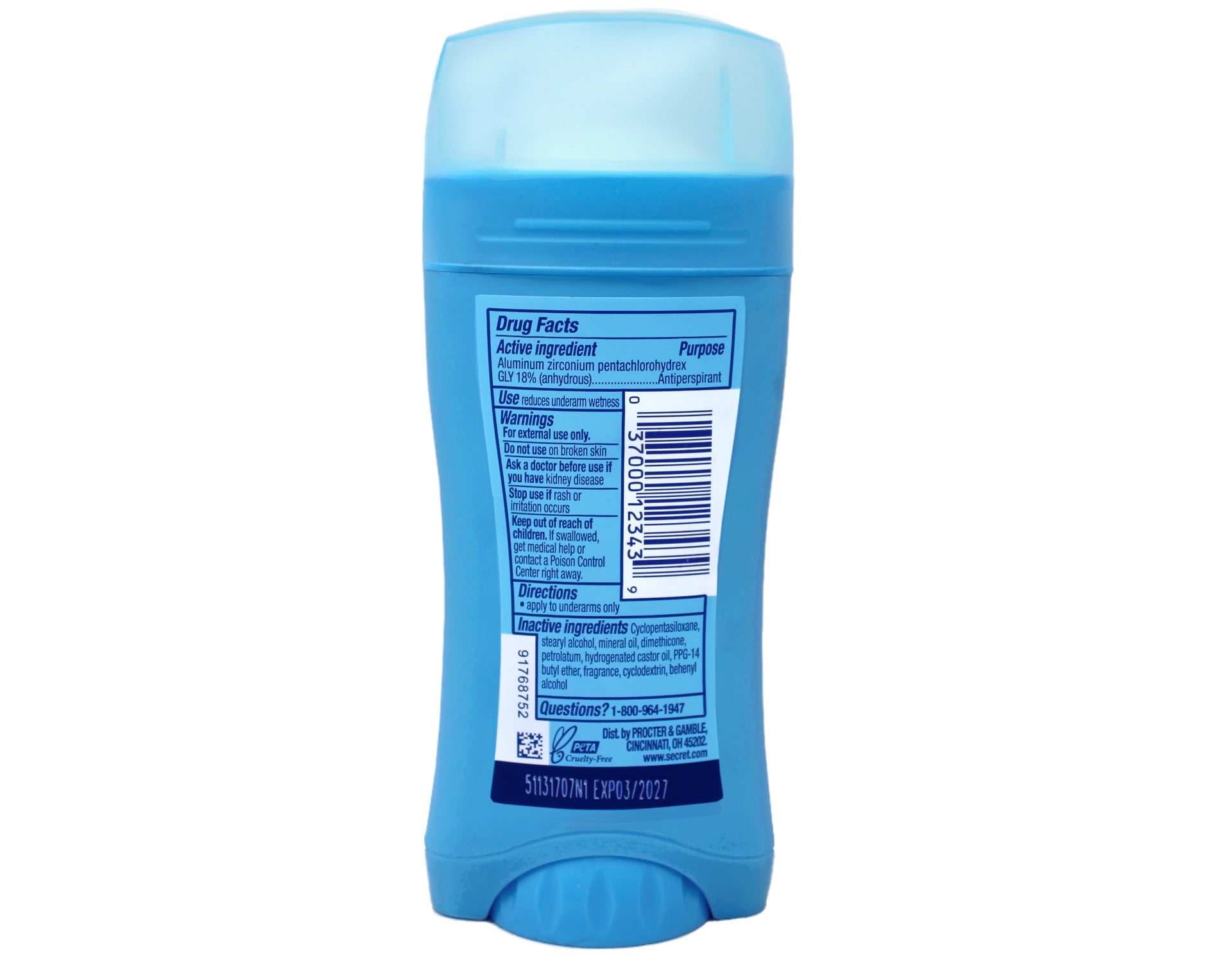 Secret Invisible Solid Antipersperant Deodorant, Powder Fresh, 2.6 Oz, 5 Ct