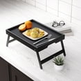 thumbnail image 3 of Danfoxer 2 pack Bamboo Bed Tray Table with Folding Legs,Breakfast Trays,Serving Tray,Laptop Trays for Working,Food Snack Table for Bed and Sofa(Black), 3 of 6